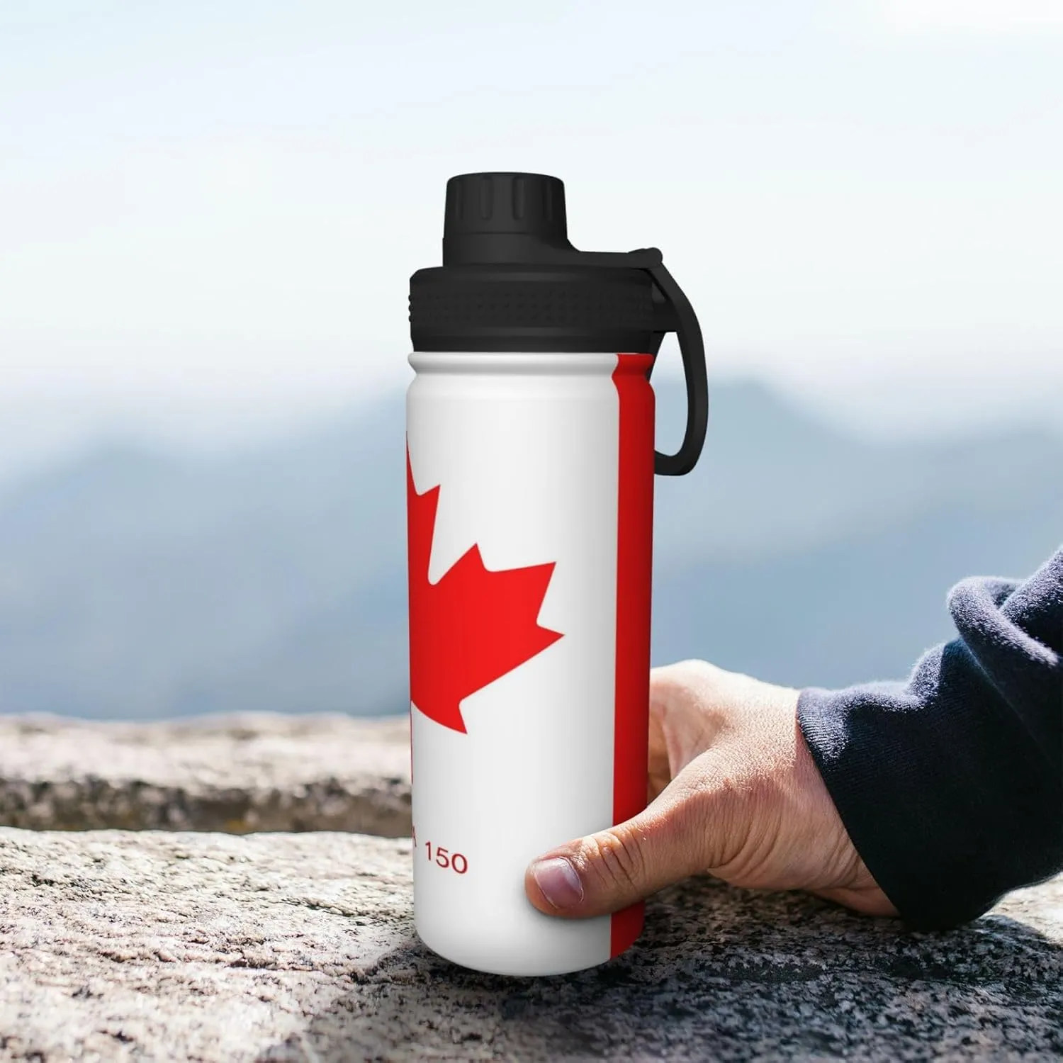 Flag Of Canada Sports Water Bottle 18 Oz Stainless Steel Sports Insulated Kettle for Travel Outdoor Gym