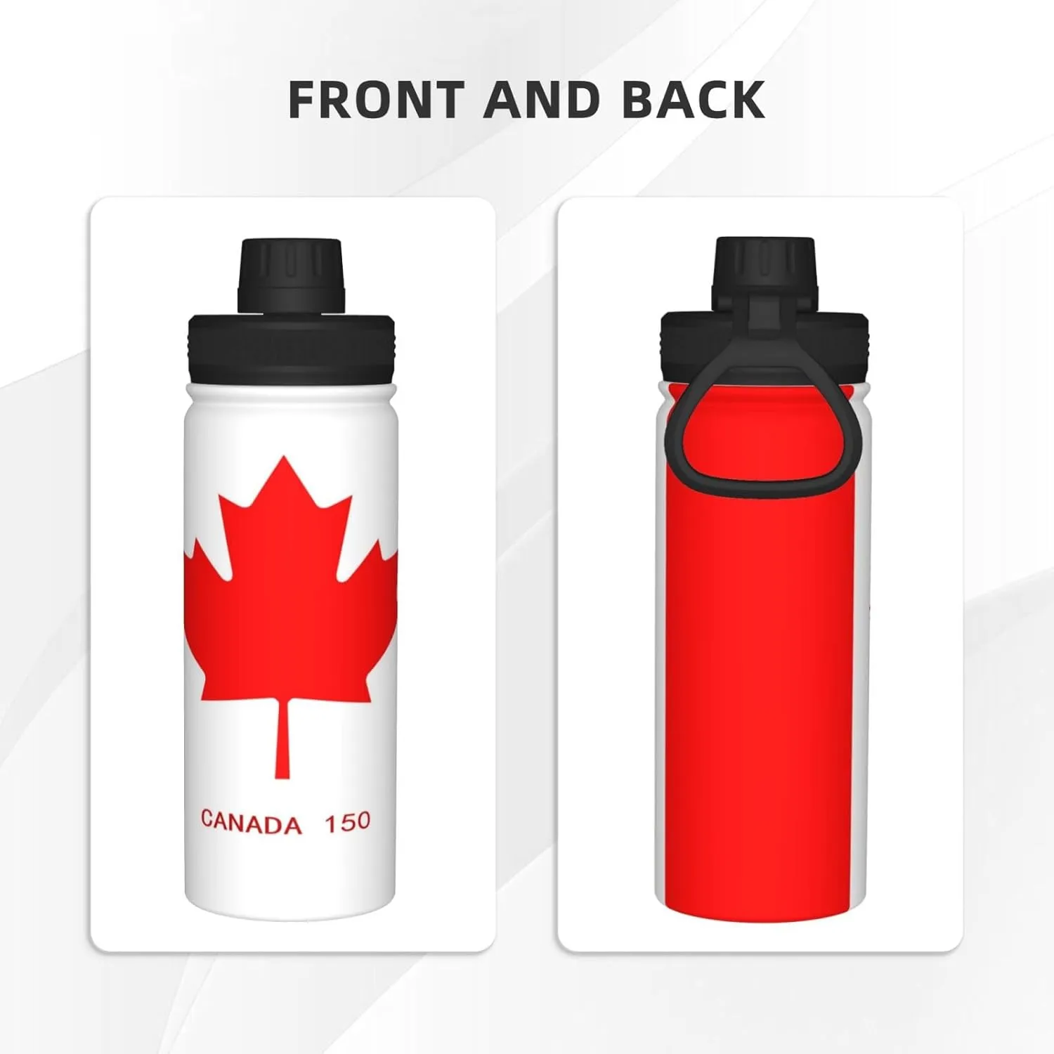Flag Of Canada Sports Water Bottle 18 Oz Stainless Steel Sports Insulated Kettle for Travel Outdoor Gym