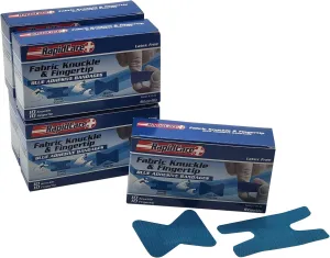 Flexible Blue Fabric Assorted Adhesive Bandages Knuckle and Fingertip - 100 count (50 Pcs Knuckle and 50 Pcs Fingertip) - Sterile and Latex Free