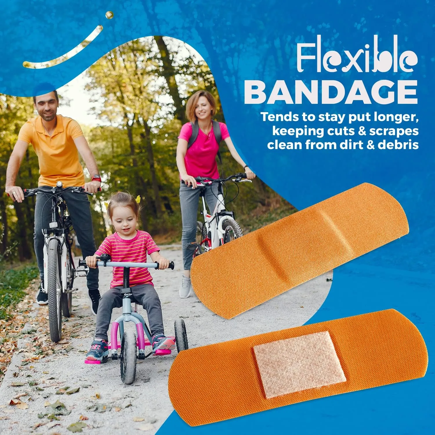 Flexible Fabric Bandages - Flex Fabric Adhesive Bandages Finger-Tip Bandages Knuckles and Thumb Bandages for Finger Care and to Protect Wounds from Infection - (200 Count)