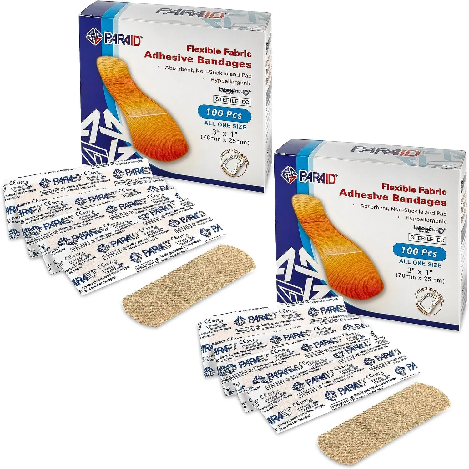 Flexible Fabric Bandages - Flex Fabric Adhesive Bandages Finger-Tip Bandages Knuckles and Thumb Bandages for Finger Care and to Protect Wounds from Infection - (200 Count)