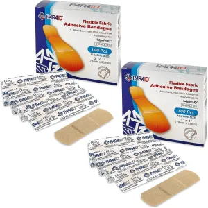 Flexible Fabric Bandages - Flex Fabric Adhesive Bandages Finger-Tip Bandages Knuckles and Thumb Bandages for Finger Care and to Protect Wounds from Infection - (200 Count)