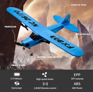 Foam J-3 Cub RC Plane, 2 CH Remote Control Airplane Glider for Kids Boys Easy Ready to Fly(Blue)