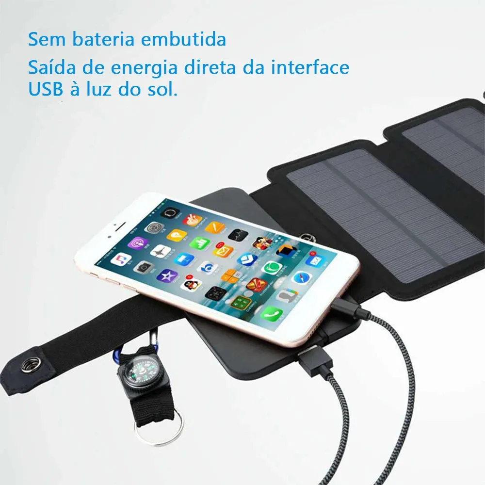 Folding Outdoor Solar Panel Charger - Portable 5V 2.1A USB Output for Smartphones, Camping, Hiking, and Travel