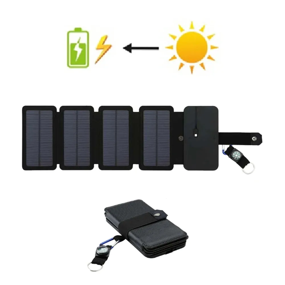 Folding Outdoor Solar Panel Charger - Portable 5V 2.1A USB Output for Smartphones, Camping, Hiking, and Travel