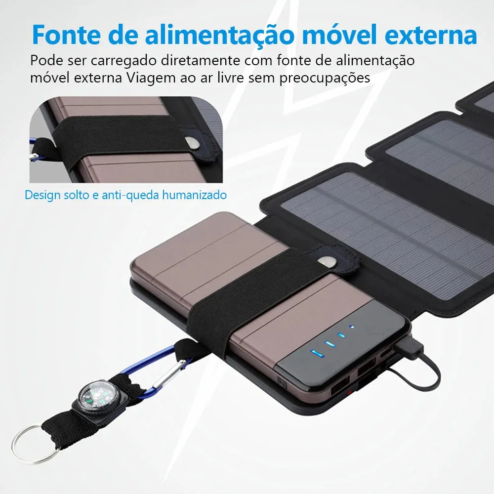 Folding Outdoor Solar Panel Charger - Portable 5V 2.1A USB Output for Smartphones, Camping, Hiking, and Travel