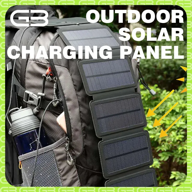 Folding Outdoor Solar Panel Charger - Portable 5V 2.1A USB Output for Smartphones, Camping, Hiking, and Travel