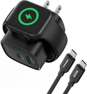 for Apple Watch Charger with 20W Fast Charging Block, 3 in 1 PD USB C Wall Charger Block for iWatch Series Ultra/9/8/7/6, Compatible with iPhone 16/16 Pro/iPhone 15 Series, Black