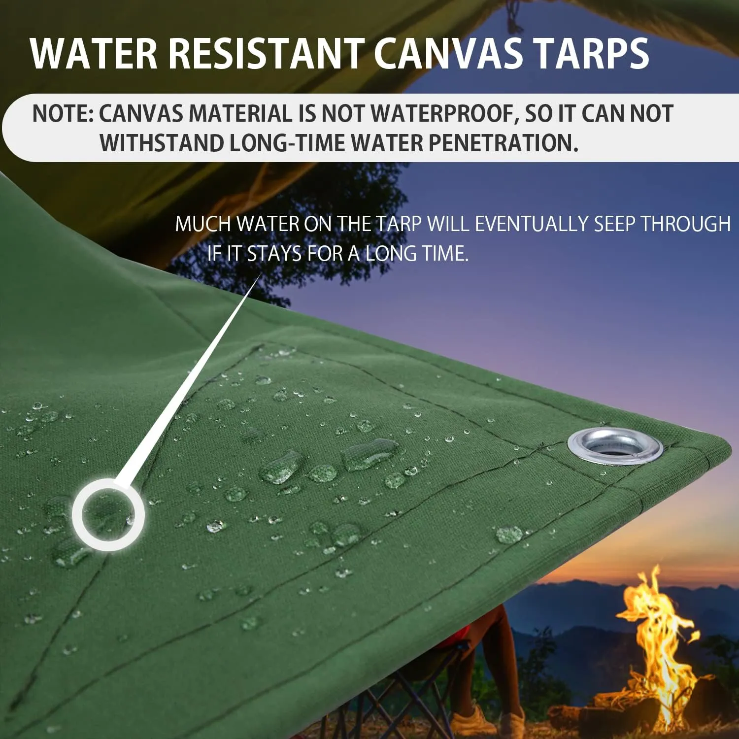 FoundGo Canvas Tarp 8x10ft Heavy Duty Waterresistant Tarps with Grommets, UV Resistant, 22 Mil Tarpaulin,14 oz Durable Cloth Covers for Car, Roof, Boat, Camp, Canopy, Woodpile with Ropes-Green