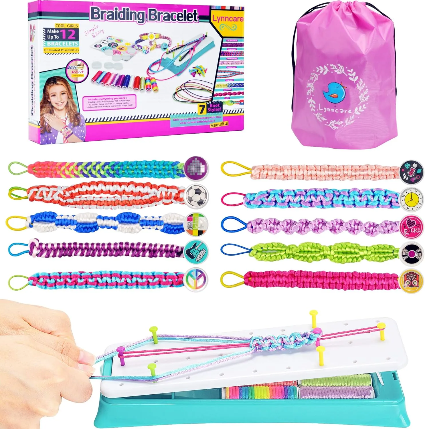 Friendship Bracelet Making Kit for Girls, DIY Braided Rope Kids Jewelry Making Kit Craft Toys for 6 7 8 9 10 11 12 Years Girls, Travel Activity Set for Teens Girl