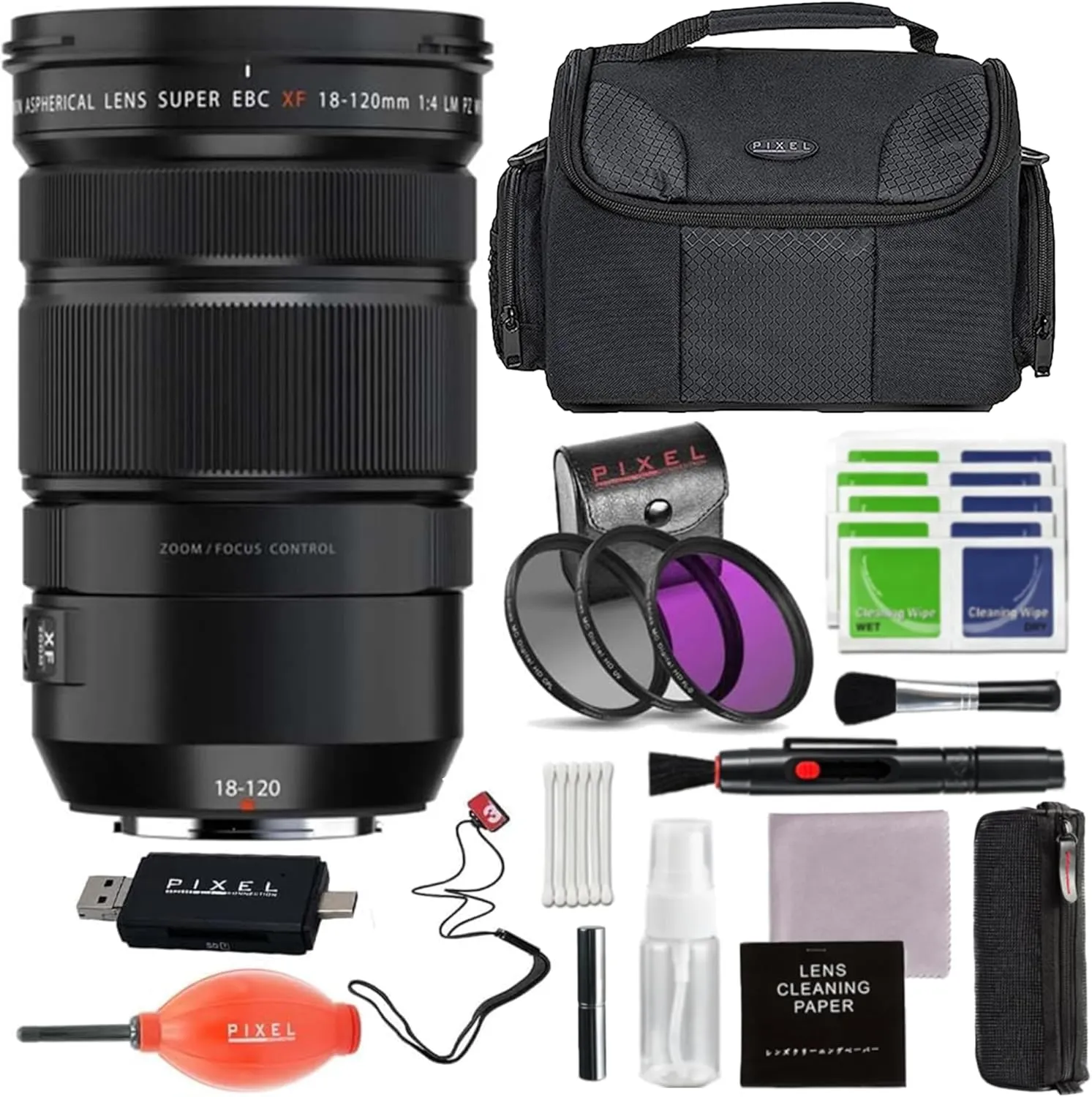 Fujifilm Fujinon XF 18-120mm f/4 LM PZ WR Lens - Black with Advanced Bundle & Travel Accessories