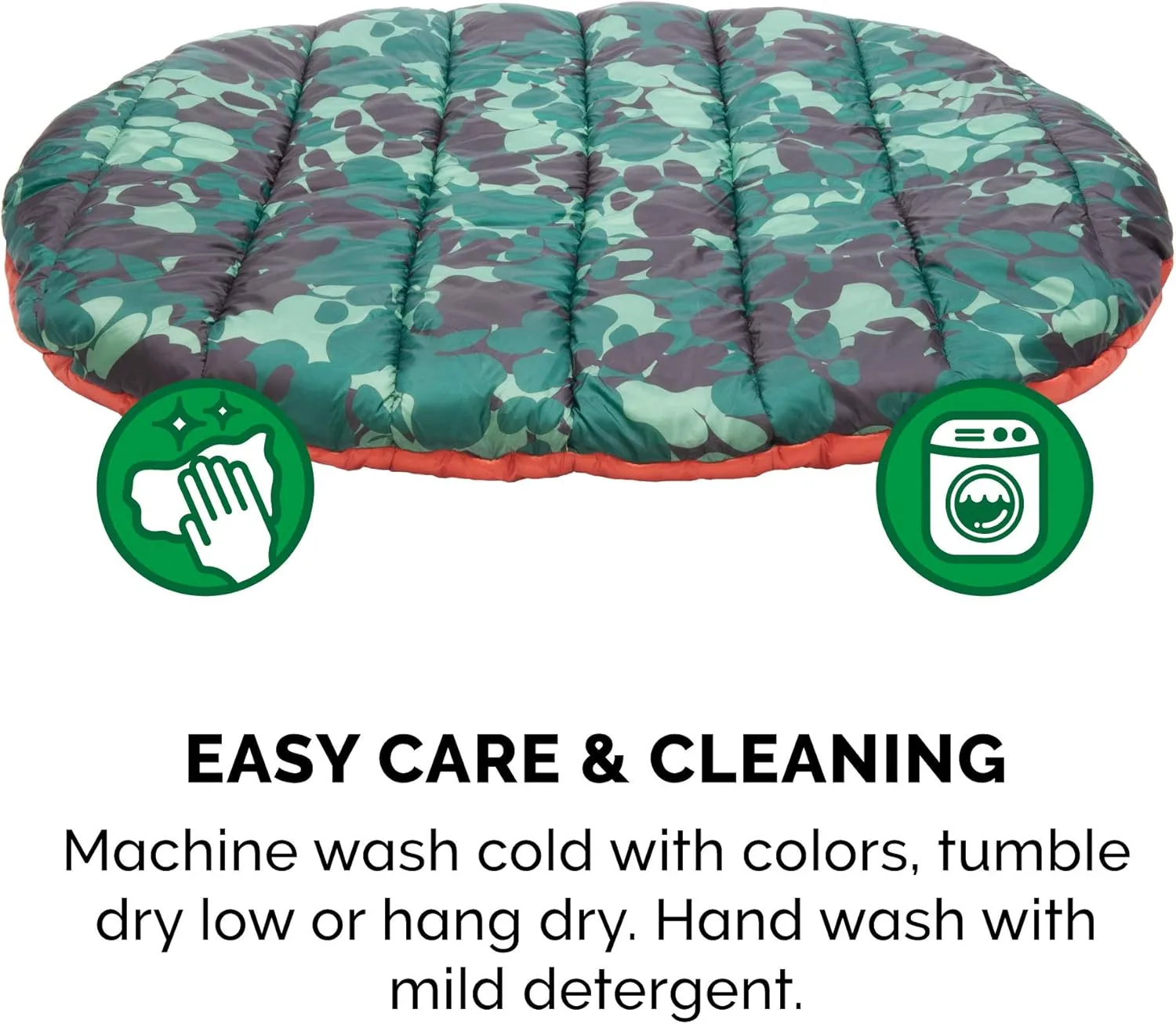 Furhaven Outdoor Travel Dog Bed for Small Dogs w/ Carry Bag, Washable & Foldable, Great for Crates & Kennels - Trail Pup Travel Pillow Mat w/ Stuff Sack Bag - Paprika/Camo-Paw, Small