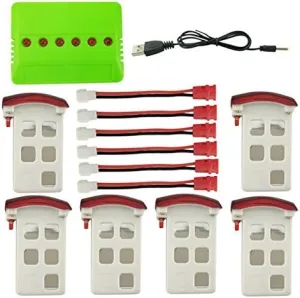 Fytoo Accessories 6Pcs 3.7V 500mAh Battery USB Charger   Transfer Cable(White and Red) for Syma X5UC X5UW RC Quadcopter Spare Parts Accessories