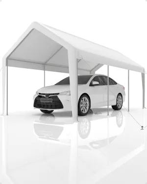 GarveeLife 20'x 13'x 11' Windproof Carport Top Replacement Cover Heavy-Duty Garage Top Tent Shelter Tarp Waterproof & UV Protected (Top Cover ONLY, Frame Not Included) White