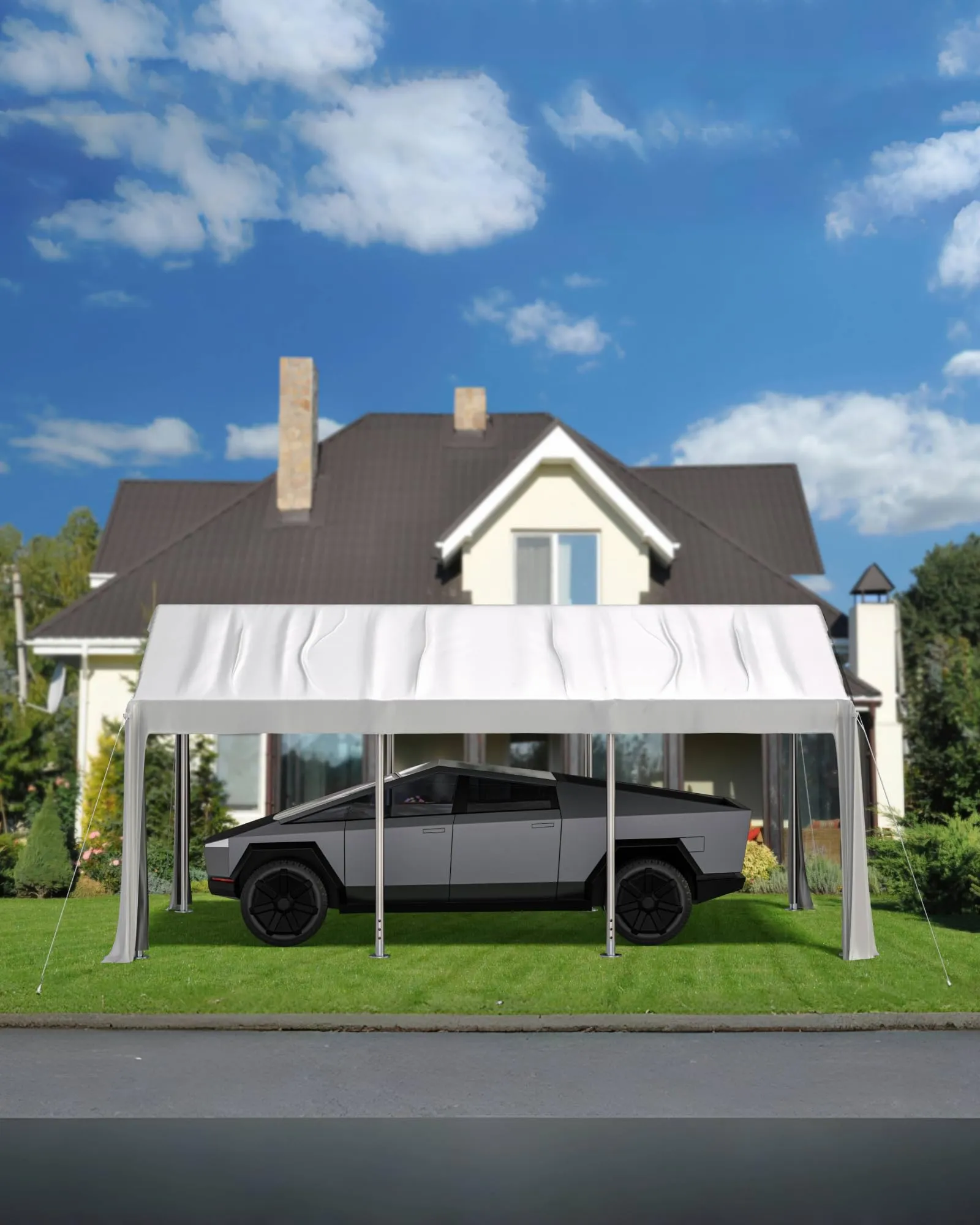GarveeLife 20'x 13'x 11' Windproof Carport Top Replacement Cover Heavy-Duty Garage Top Tent Shelter Tarp Waterproof & UV Protected (Top Cover ONLY, Frame Not Included) White