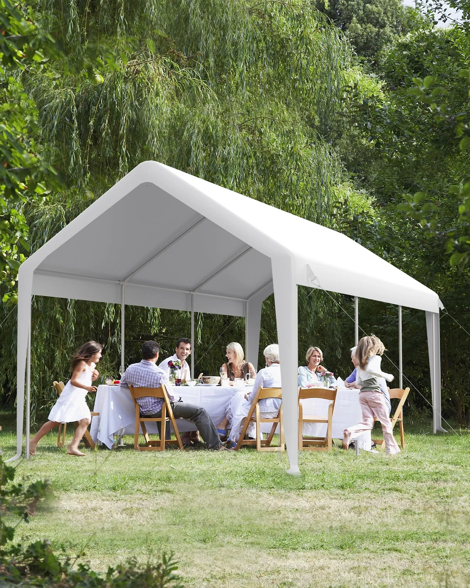 GarveeLife 20'x 13'x 11' Windproof Carport Top Replacement Cover Heavy-Duty Garage Top Tent Shelter Tarp Waterproof & UV Protected (Top Cover ONLY, Frame Not Included) White