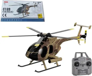 Generic 1/28 RC Helicopter for Adults, MD500 C189 Little Bird 6-Channel 2.4G RC Military Helicopter, with Brushless Motor, Multiple Flight Modes, Aircraft Toy for Beginners (RTF Version), Camo