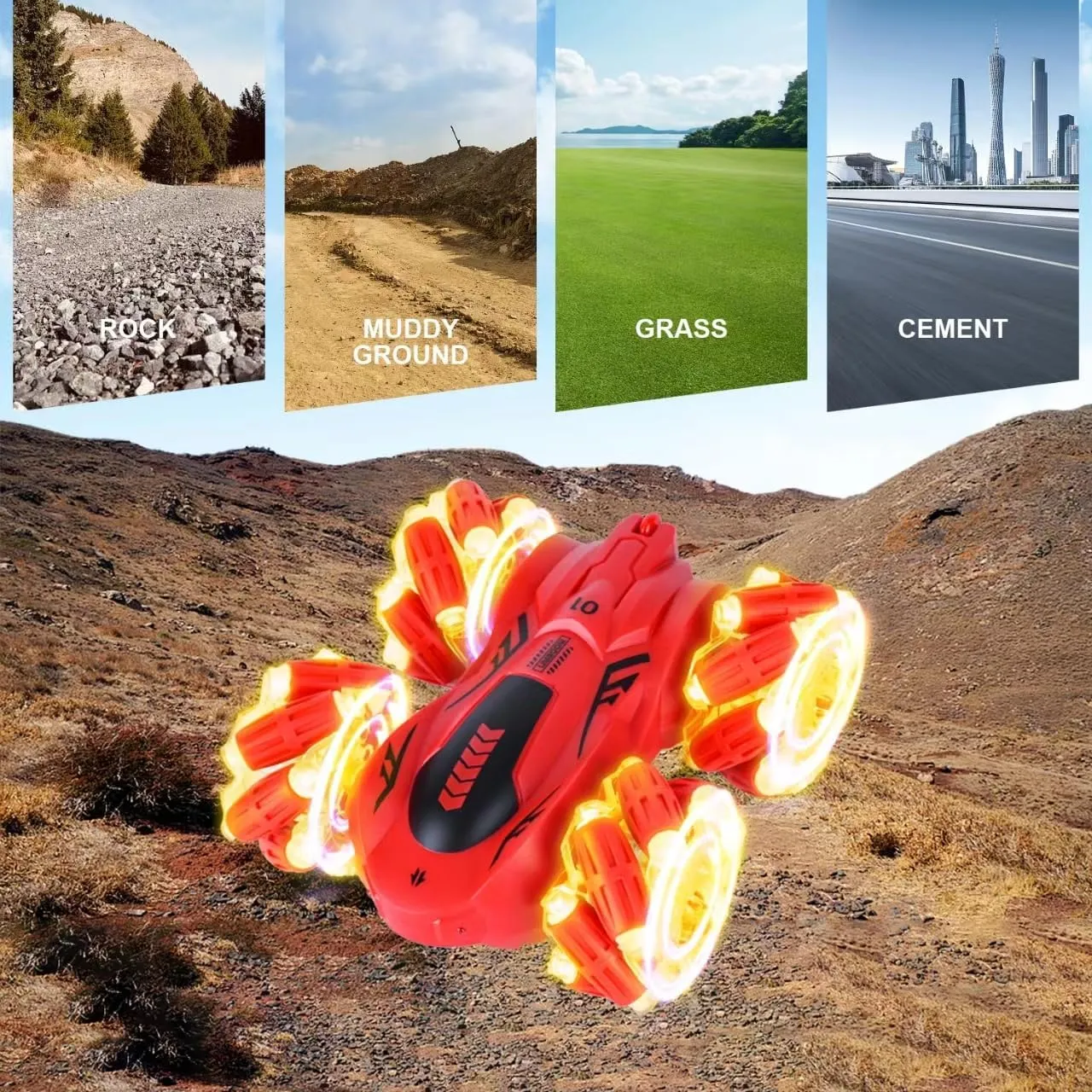 Gesture Sensing RC Stunt Car,360° Spins Double Sided Hand Controlled RC Car Glove Controlled Twist Remote Control Car with Lights Music Birthday Gifts Toys for Boys Age 6 7 8 9 10 11 12