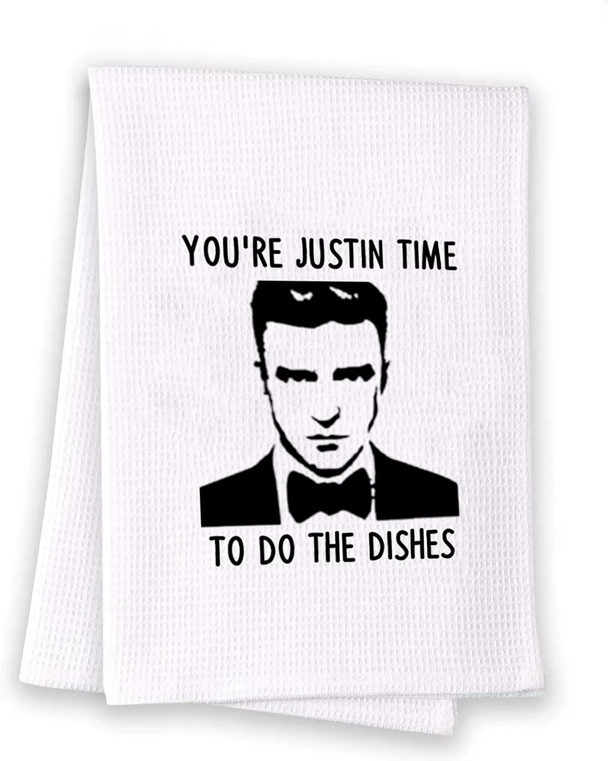 GJTIM Justin Inspired Dish Towel You’re Justin Time to Do The Dishes Flour Sack Kitchen Towel Farmhouse Kitchen Decor (Justin Time Kitchen)
