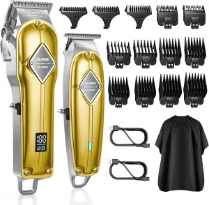 GLAKER Clippers and Trimmers Set - Electric Clippers for Hair Cutting with 13 Blending & Fading Guide Combs, Professional Barber Clippers and Detailed Trimmer for Convenient at Home Haircutting