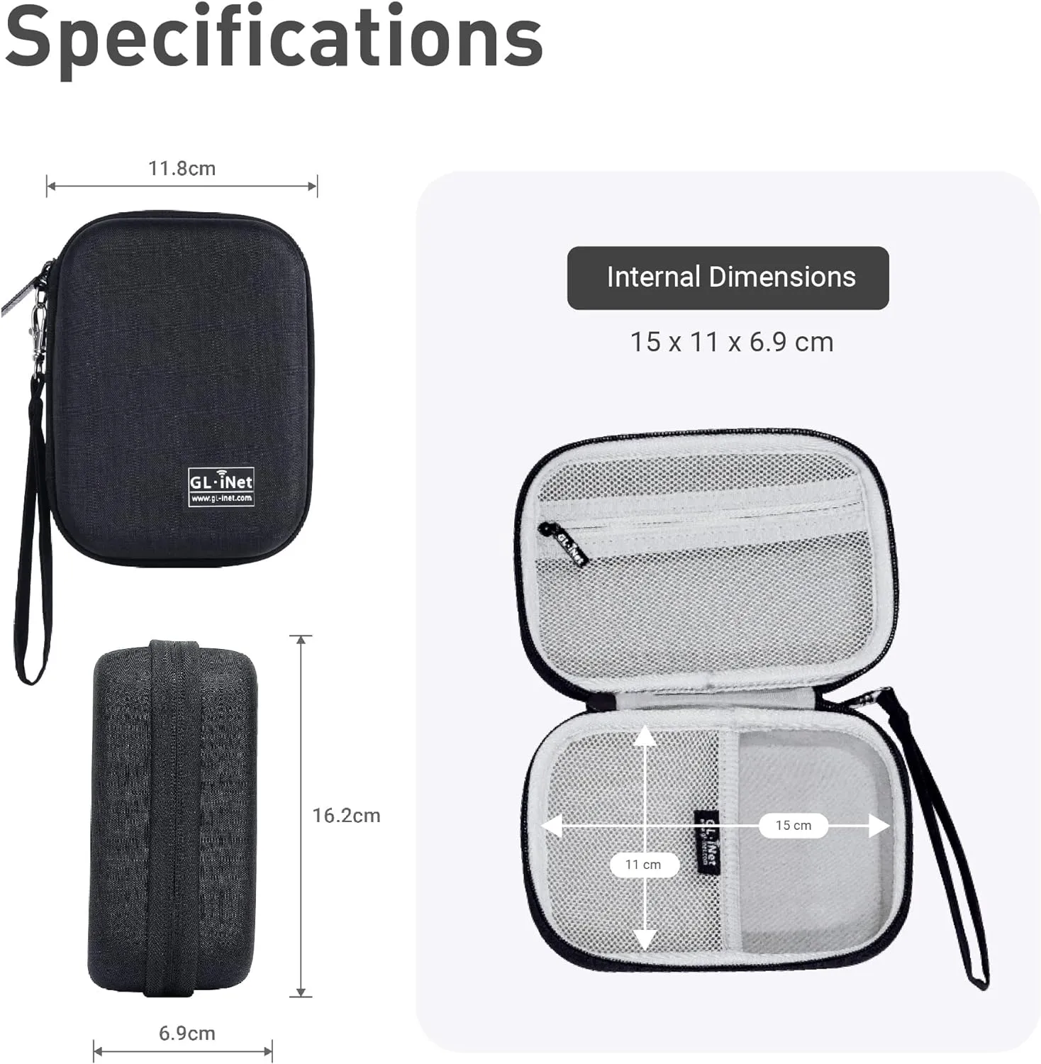GL.iNet Gadget Organizer Case for Travel Routers GL-AXT1800/ GL-MT3000/ GL-SFT1200/ GL-E750, Chargers, Cables, and Accessories, Sturdy & Durable Pouch, Hand-carry EVA bag, Anti-shock, Water Resistant