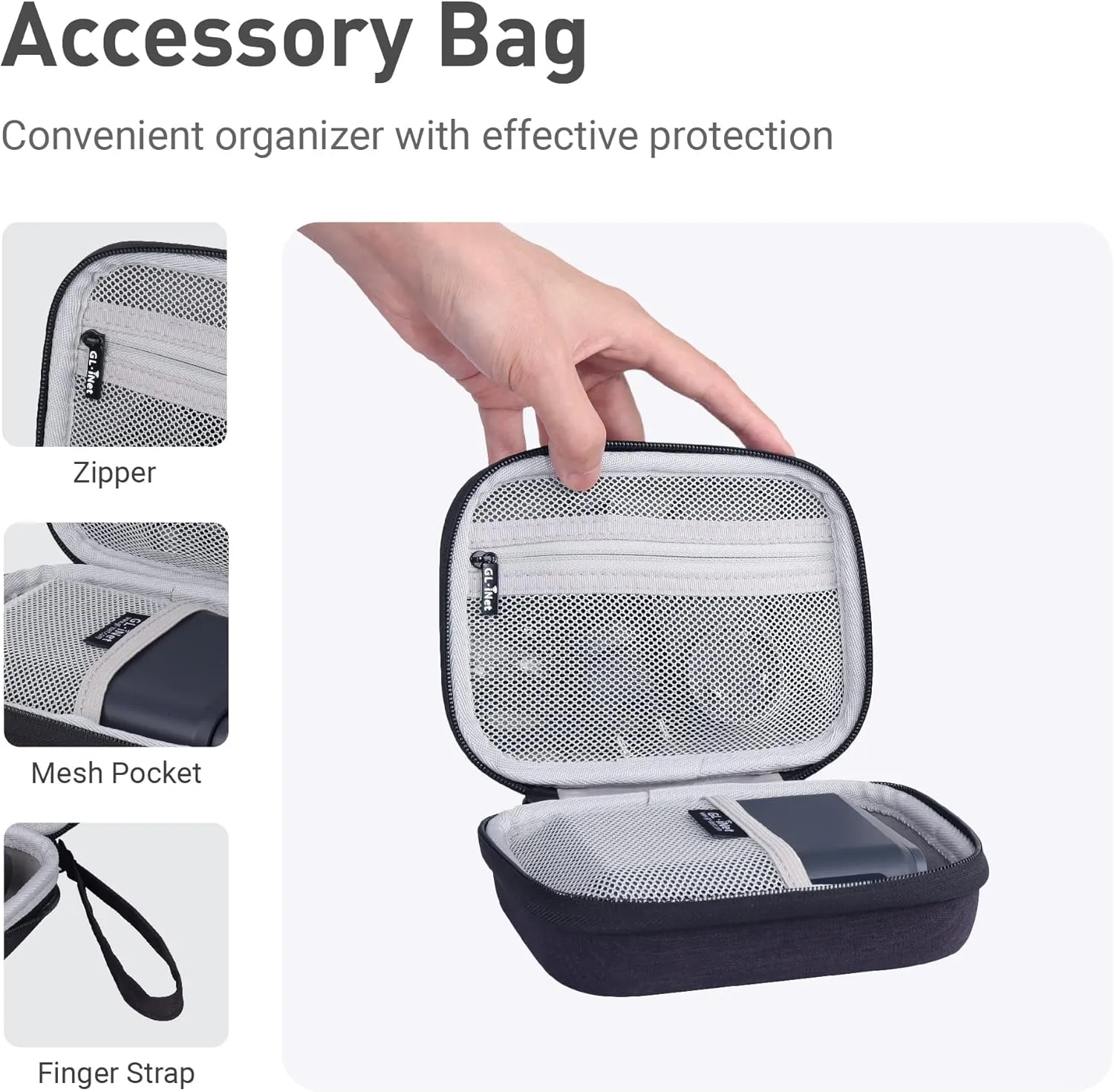GL.iNet Gadget Organizer Case for Travel Routers GL-AXT1800/ GL-MT3000/ GL-SFT1200/ GL-E750, Chargers, Cables, and Accessories, Sturdy & Durable Pouch, Hand-carry EVA bag, Anti-shock, Water Resistant
