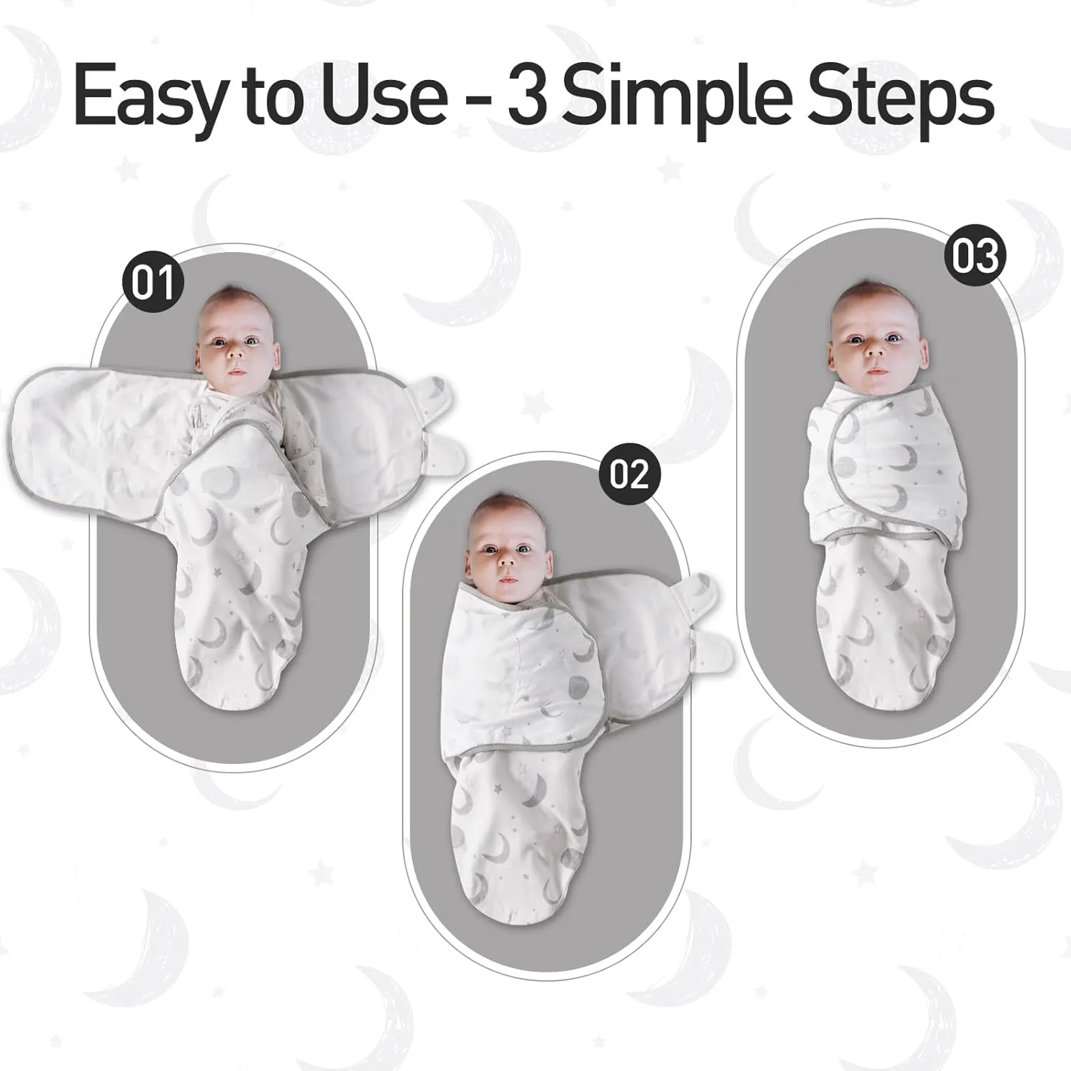 GLLQUEN BABY Swaddle Wrap blankets, Newborn Swaddles 0-3 months, Baby Swaddling Sack, Moon & Clouds, Infant Swaddle Blanket Wrap (Small/Medium)