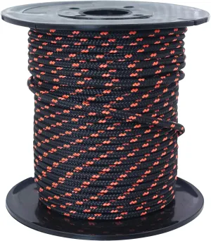 GM CLIMBING Black 3mm Accessory Cord 400LBS Double Braided Durable Pull Cord Tent Tarp Hammock Guyline for Rigging Backpacking Survival Mountaineering 100Ft Roll