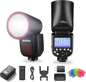 Godox V1 N U Flash for Nikon, Godox V1-N U HSS TTL Round Head Speedlight with Accessories Kit for Portrait, Event, Travel, Wedding Photography