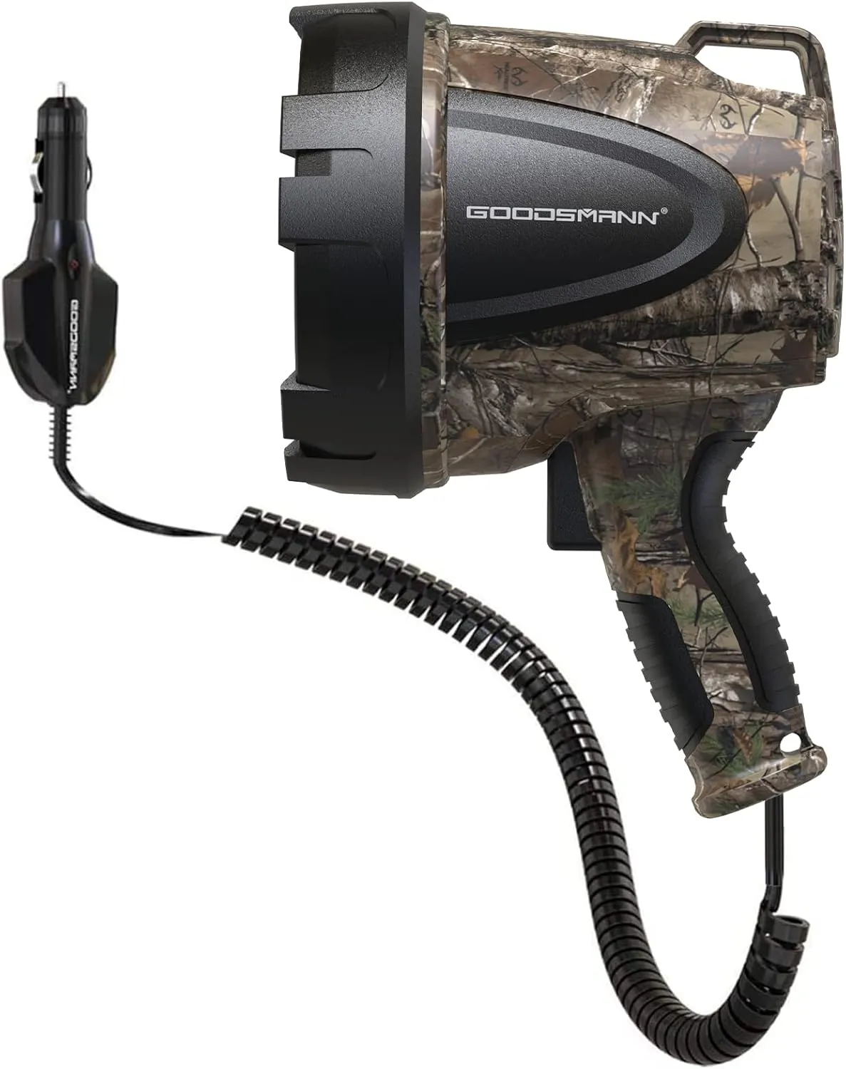 GOODSMANN Spotlight Hunting Camo Portable Handheld Spotlights 1500 Lumen Realtree® Xtra Halogen Boat Corded 12V Plug-in Spot Light Outdoor with Oxford Bag Tactic Pro H102-01