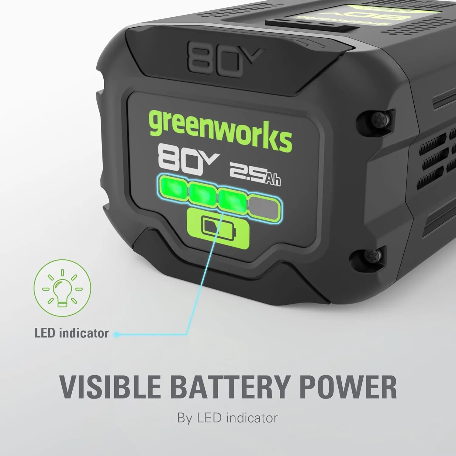 Greenworks 80V 2.5Ah Lithium-Ion Battery | Genuine Battery | Compatible with 75 Tools