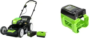 Greenworks Pro 80V 21-Inch Brushless Cordless Push Mower   80V (300W) Inverter, 4.0Ah Battery and Rapid Charger Inlcuded