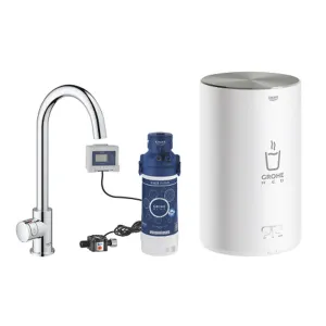 Grohe Red Mono Chrome Pillar Tap and Medium Size Boiler