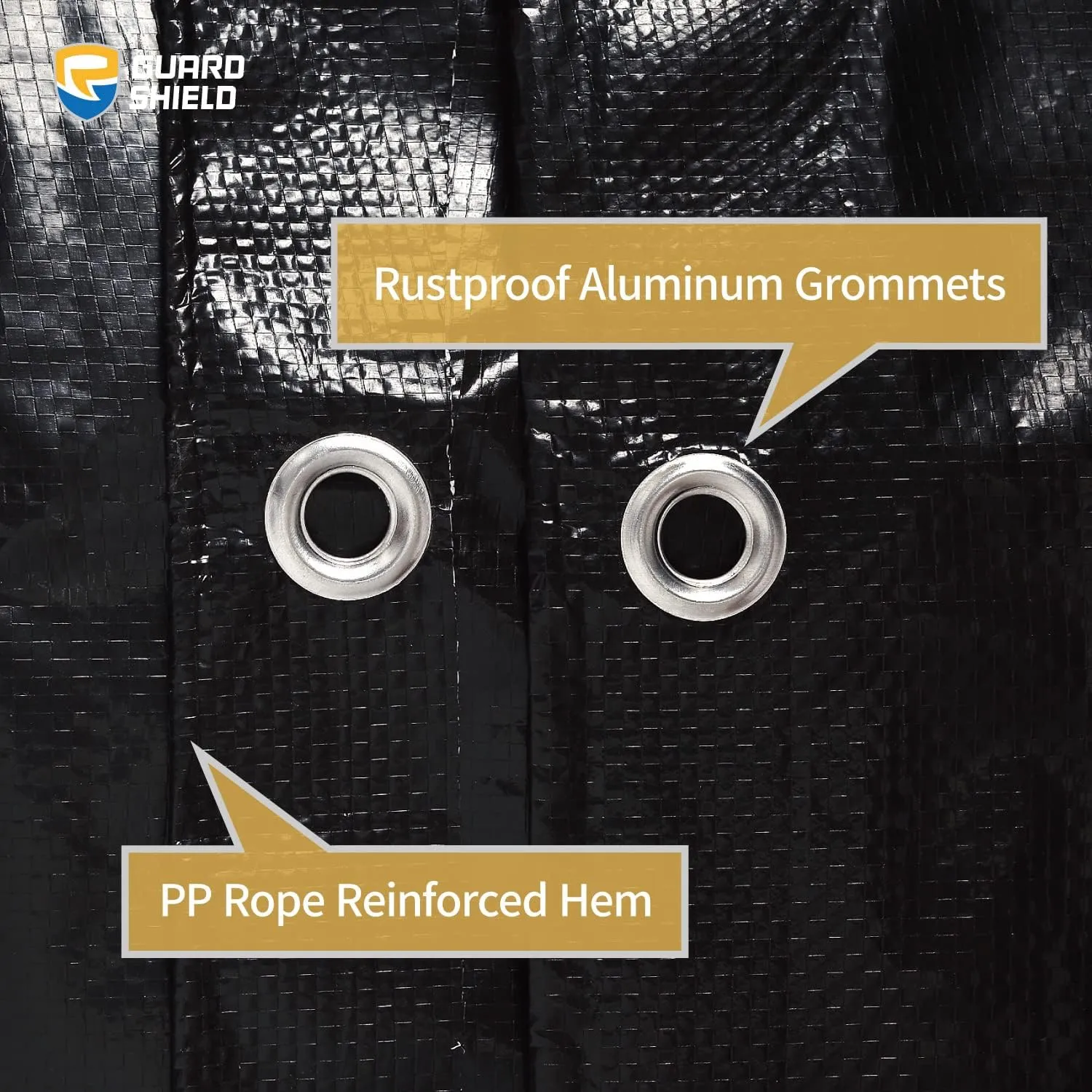 GUARD SHIELD Black Tarp Waterproof 12x16 Feet Medium Duty All Purpose Poly Tarps Cover 7mil