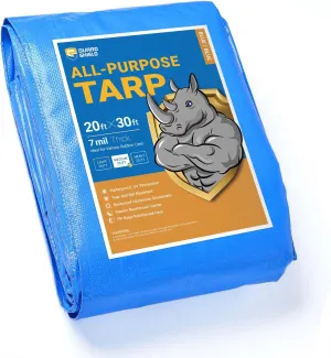 GUARD SHIELD Blue Tarp Waterproof 20x30 Feet Medium Duty All Purpose Poly Tarps Cover 7mil