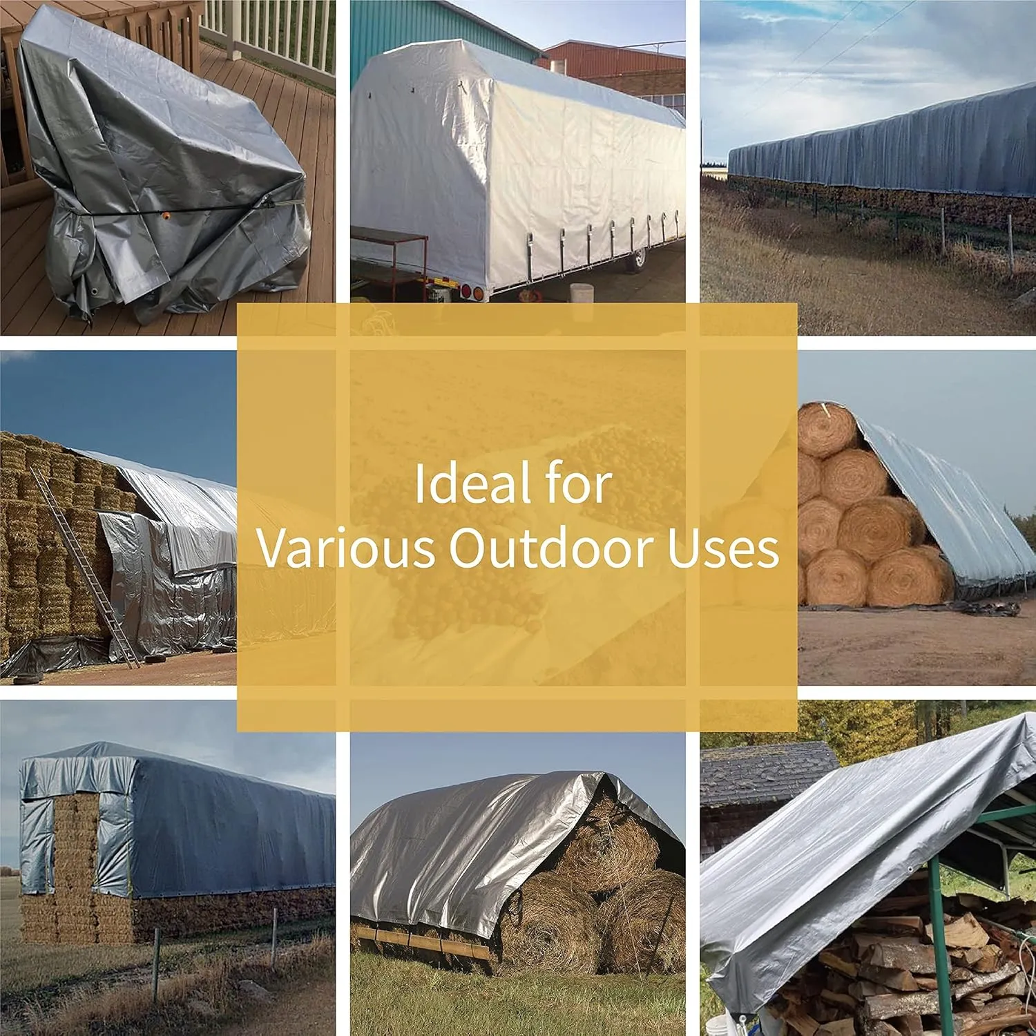 GUARD SHIELD Silver Tarp Waterproof 8x8 Feet Medium Duty All Purpose Poly Tarps Cover 7mil