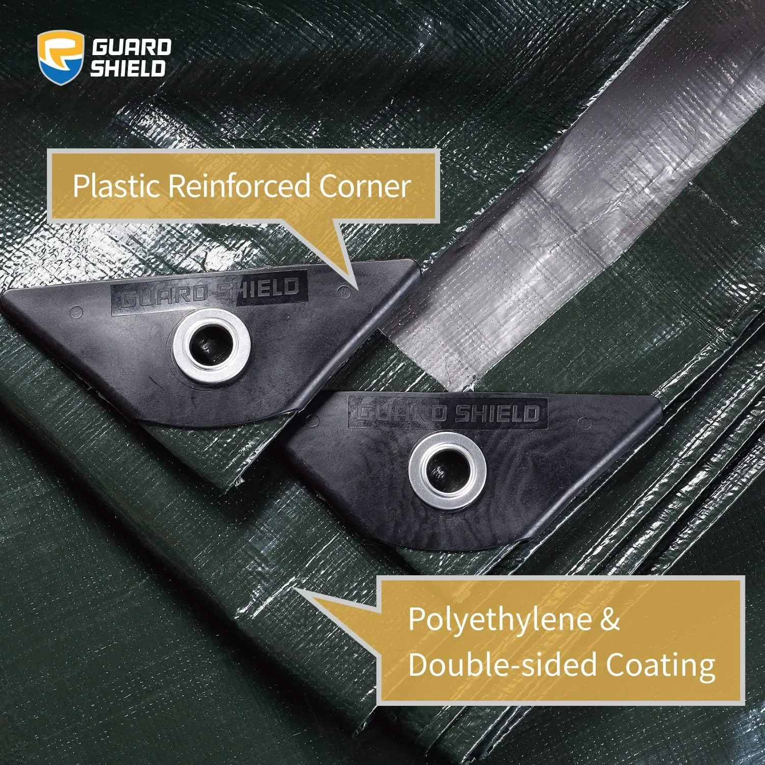 GUARD SHIELD Super Heavy Duty Green/Silver Poly Tarp Cover 6x8 Feet Waterproof 16mil Thick UV and Tear Resistant Tarpaulin with Grommets and Reinforced Edges