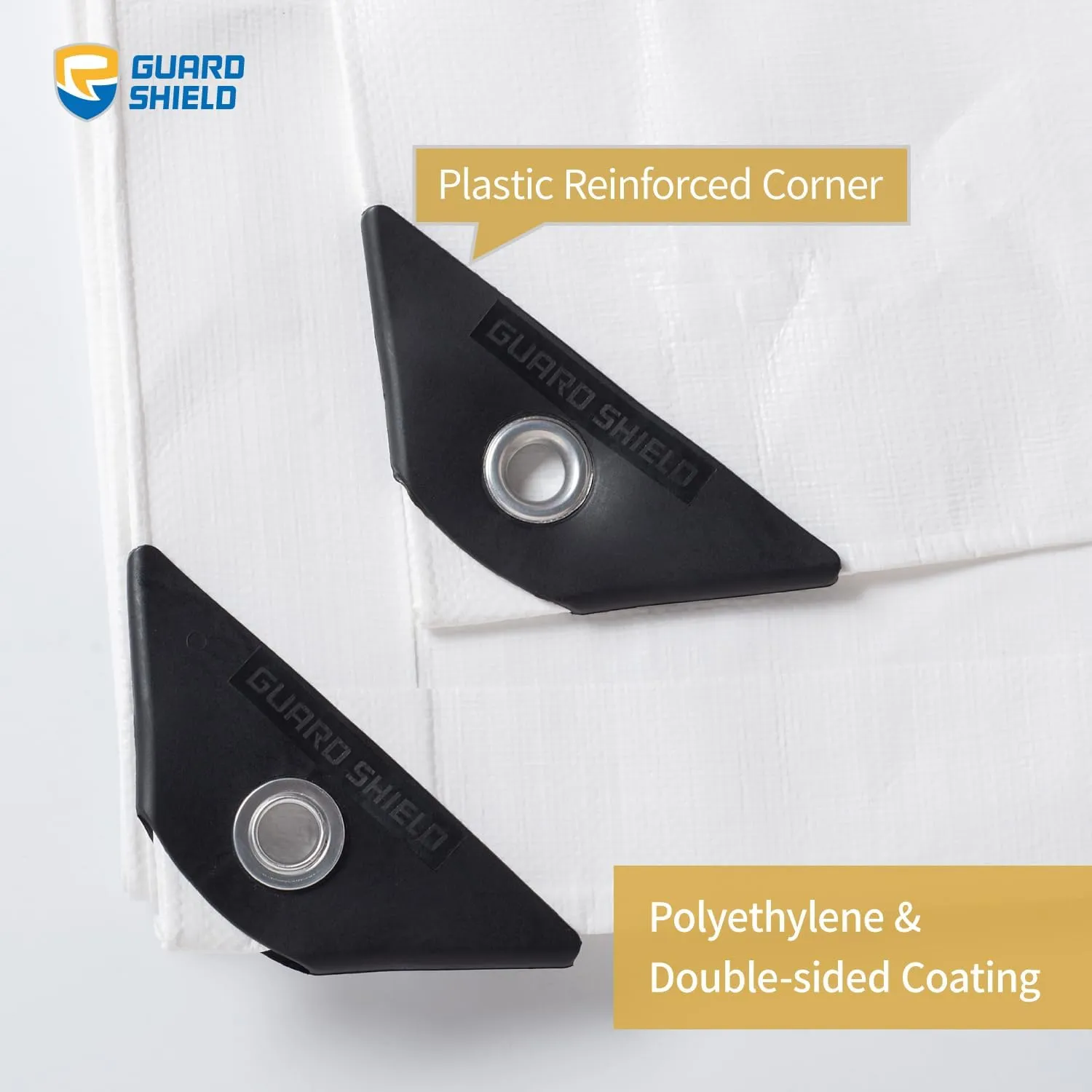 GUARD SHIELD Super Heavy Duty White Ploy Tarp Cover 16x16 Feet Waterproof Tarps 16mil Thick UV and Tear Resistant Tarpualin
