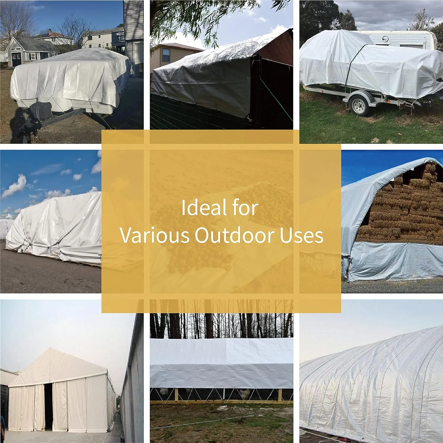 GUARD SHIELD Super Heavy Duty White Ploy Tarp Cover 16x16 Feet Waterproof Tarps 16mil Thick UV and Tear Resistant Tarpualin