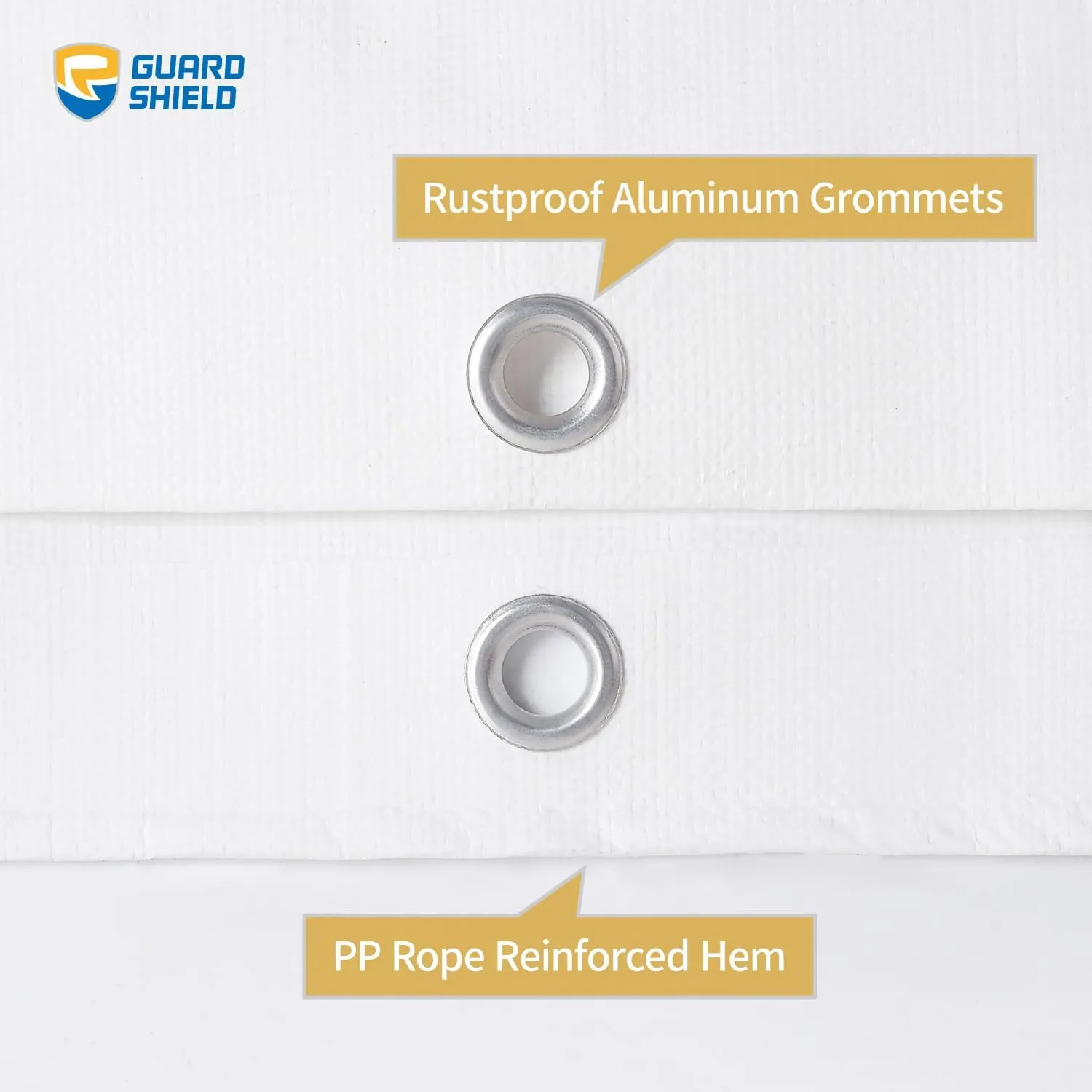 GUARD SHIELD Super Heavy Duty White Ploy Tarp Cover 16x16 Feet Waterproof Tarps 16mil Thick UV and Tear Resistant Tarpualin