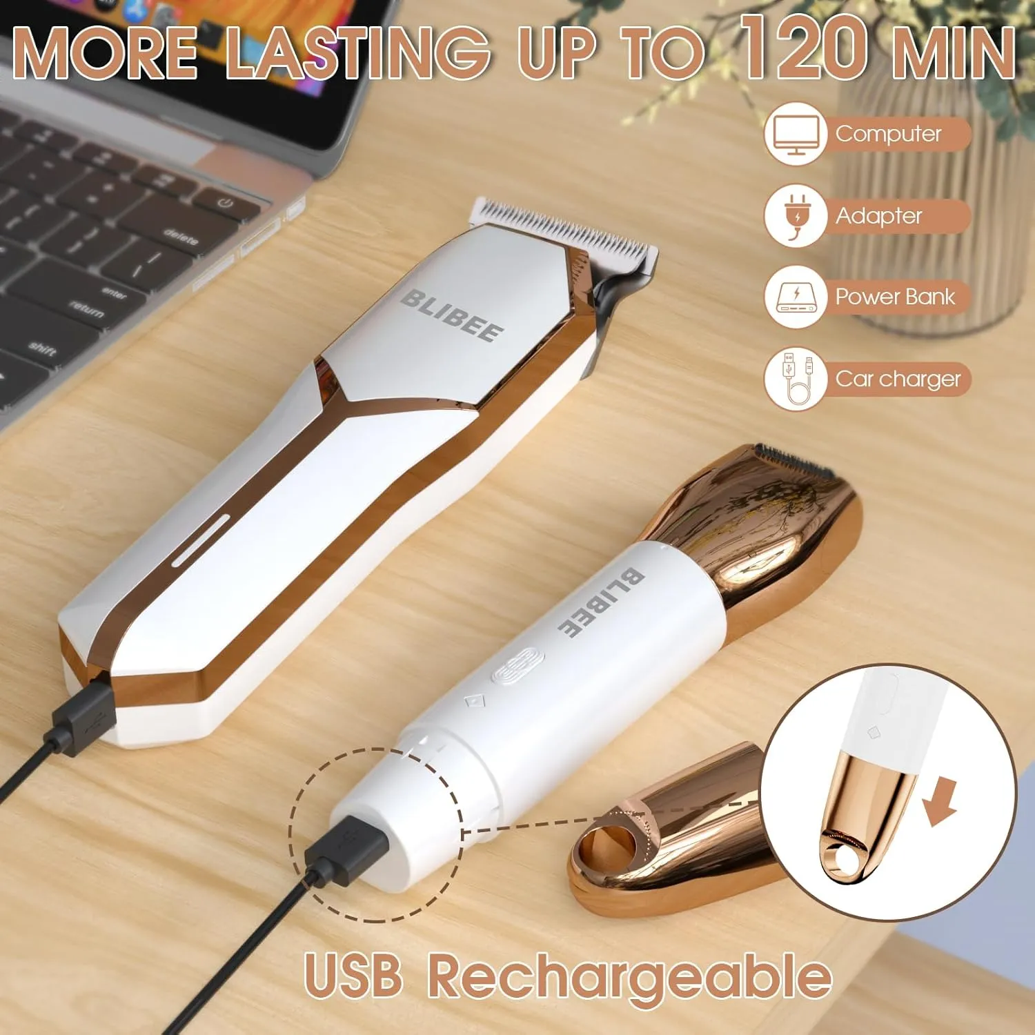 Hair Clippers & Bikini Trimmer for Women - Waterproof Electric Clippers and 4 in 1 Bikini Trimmer Set, Deluxe Hair Trimmer, Wet/Dry Body Shaver for Nose Eyebrows Beard Pubic Hair, Mauve