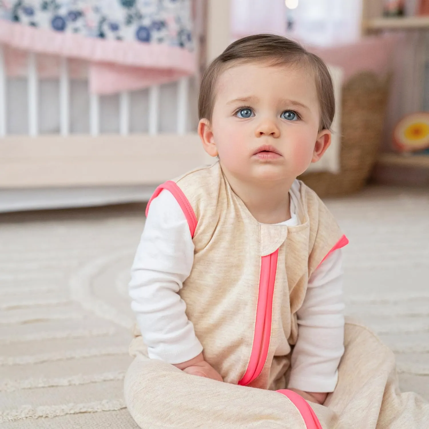 HALO Sleepsack Ideal Temp, Baby Wearable Blanket, TOG 1.0, Oatmeal/Pink, Small