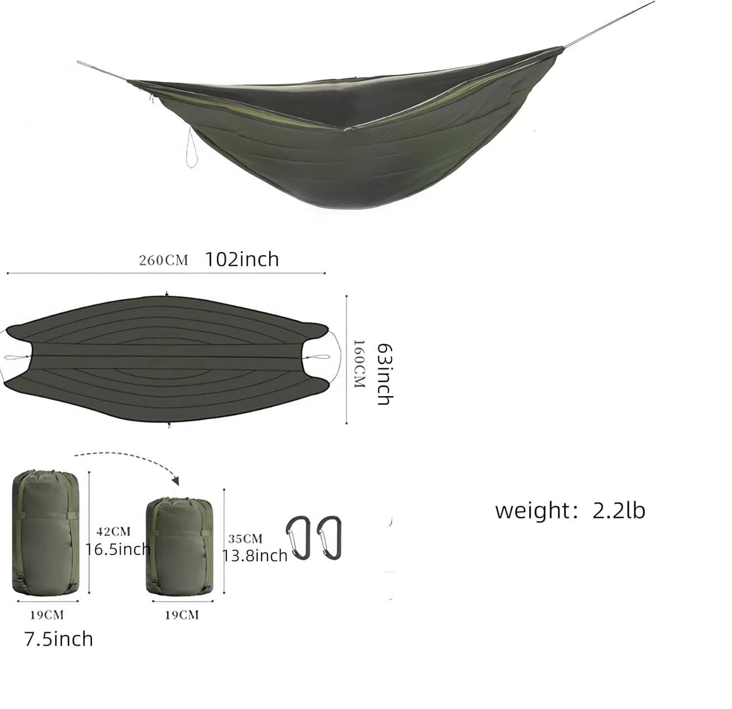 Hammock Underquilt for Double Camping Hammocks Lightweight Winter Under Quilt for Outdoor Camping Hiking Backpacking (Medium)