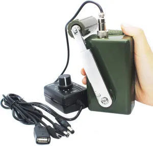 Hand Crank Generator High Power Charger for Outdoor Mobile Phone Computer Charging 30W / 0-28V with USB Plug (Green Generator   DC Regulator)