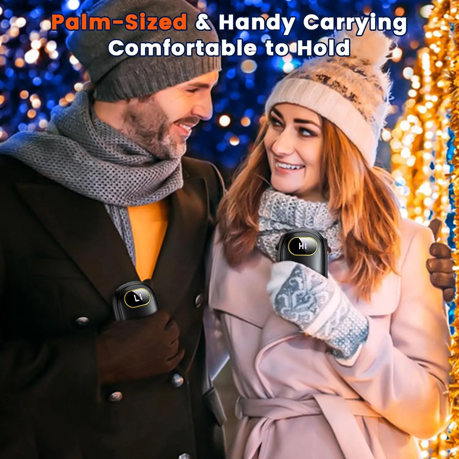 Hand Warmers Rechargeable, 14000mAh Electric Hand Warmer 2 Pack Dual-Sided Heating 17Hrs Warmth Max 131℉ USB-C Portable Pocket Heater for Raynauds, Hunting, Golf, Camping