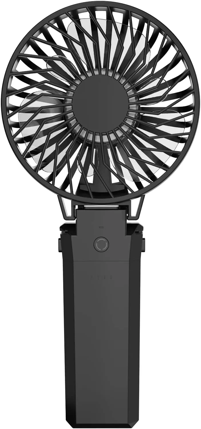 HandFan 5200mAh Portable Fan Handheld, 6 Speeds Hand Held Fan 180° Foldable Personal, Battery Operated USB Rechargeable, Handle Separate Design for Travel/School/Outdoors/Indoors (6 Speeds Black)