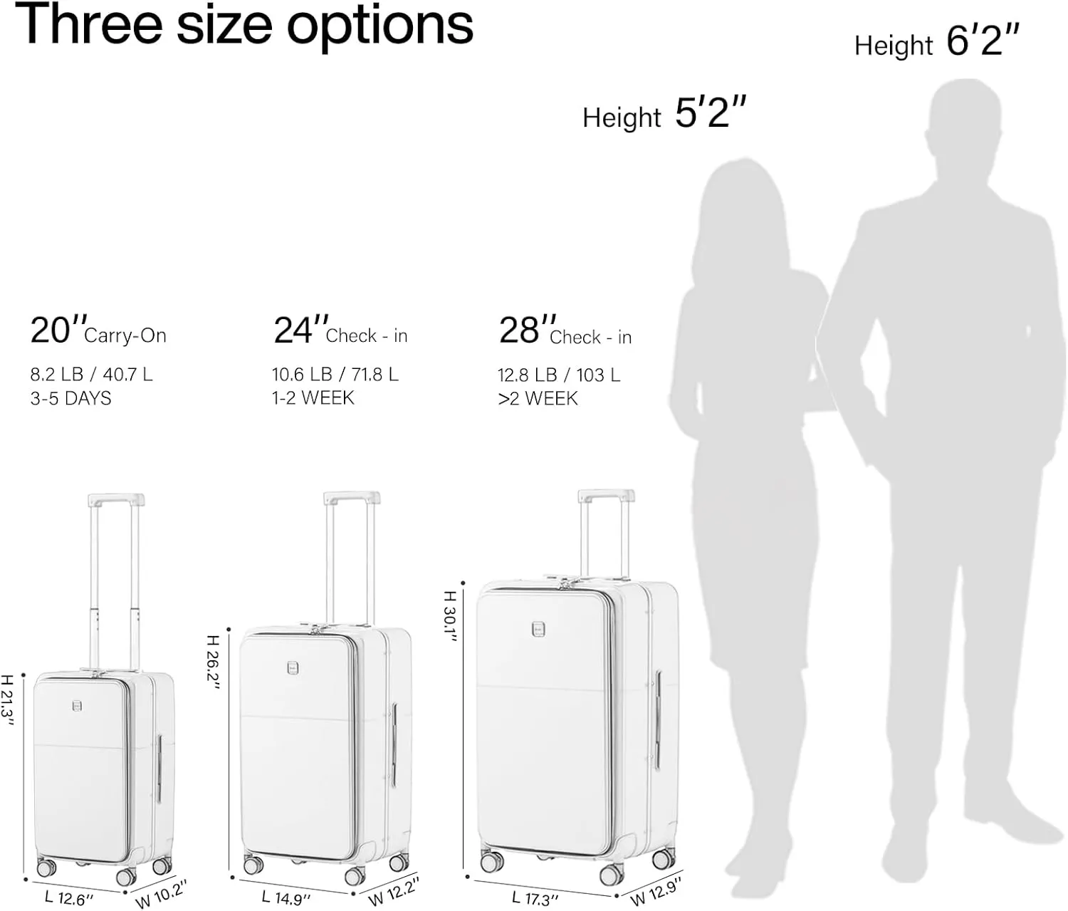 Hanke Luggage 28 Inch Large Suitcases with Wheels,Top Opening Checked Luggage Hard Case Travel Luggage with TSA Lock and Cup Holder,Smoke White