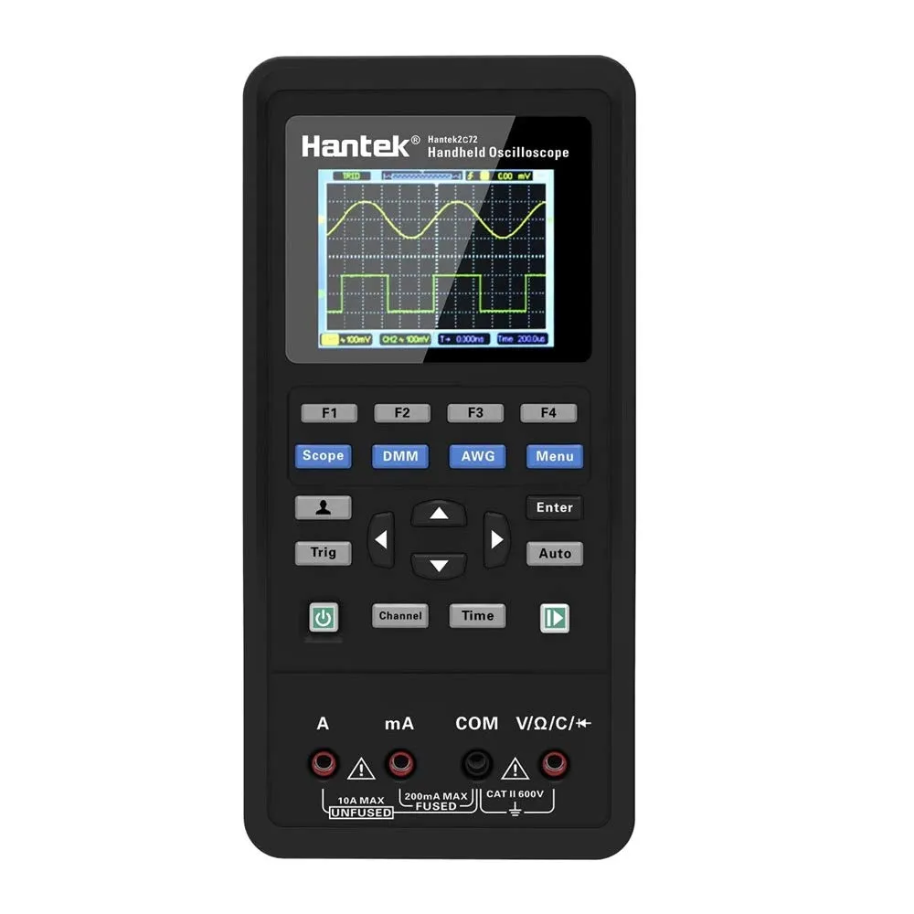 Hantek 2C72 Mini Handheld Oscilloscope Digital Multimeter USB Portable 2 Channels 70MHz 250MSa/s Multifunction Tester
