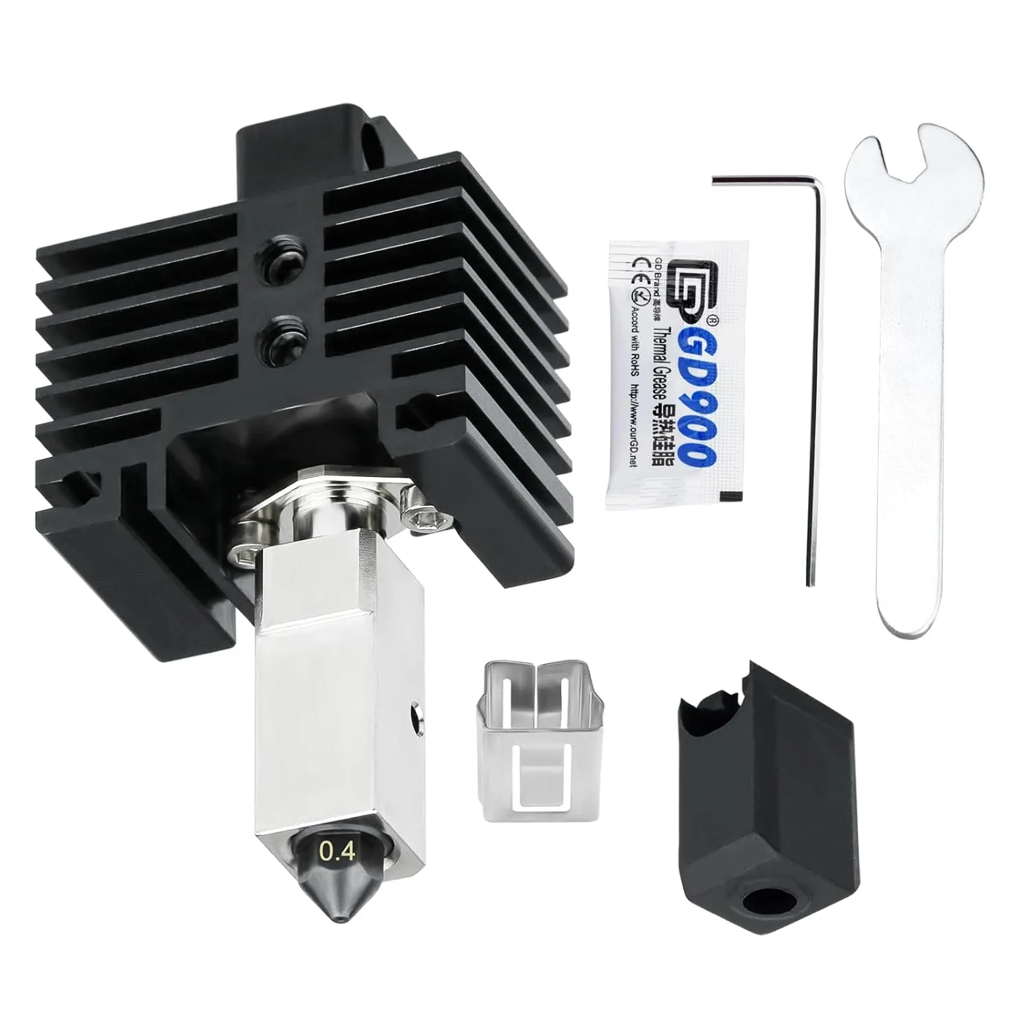 Hardened Steel Hotend Kit for Bambu Lab X1/X1 Carbon/X1C/P1P/P1S 3D Printer, Plated Copper Heater Block & Titanium Heat Break, for Bambu Lab X1C/P1 Series Hotend