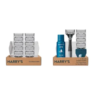 Harry's Razor Blades Refills - 10 count & Harry’s Razors for Men - 5 German-engineered 5-Blade Cartridges, Travel Cover, Shave Gel (Charcoal)